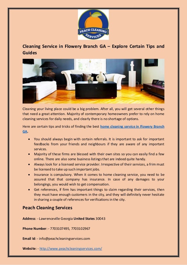 Cleaning Service in Flowery Branch GA Explore Certain Tips and Guides