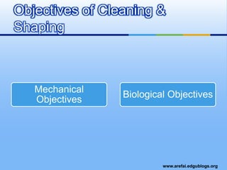 Objectives of Cleaning & Shaping