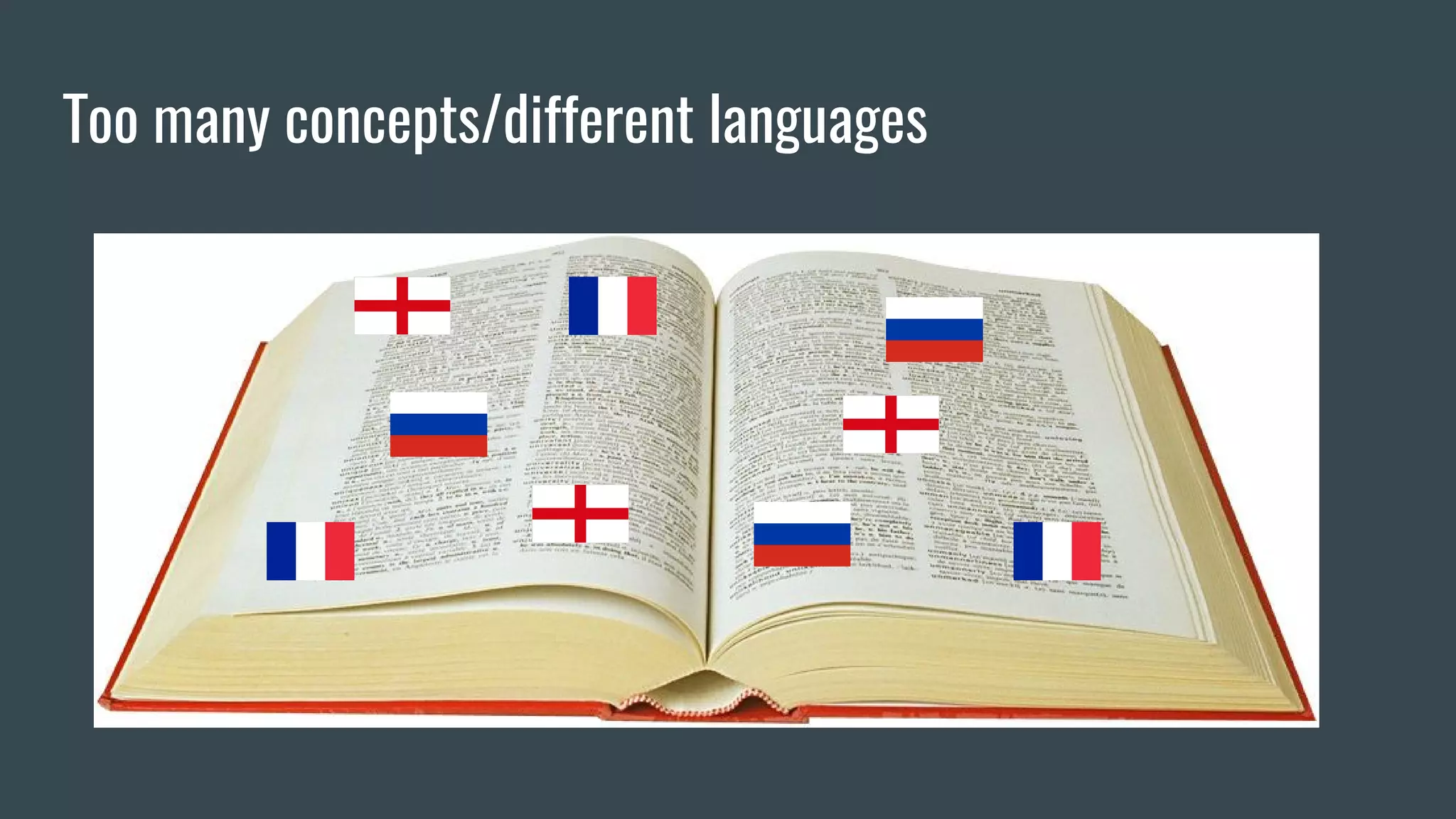 Too many concepts/different languages
 