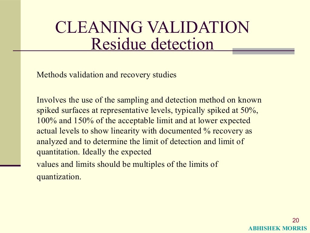 Basic Concepts of Cleaning validation