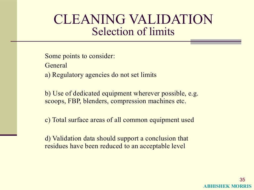 Basic Concepts of Cleaning validation