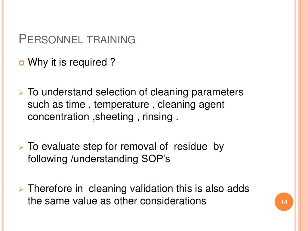 Cleaning validation