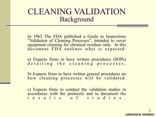 Cleaning Validation By Abhishek Morris 2024 | PPT