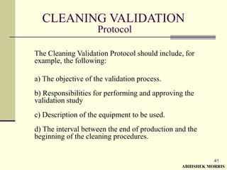 Cleaning Validation By Abhishek Morris 2024 | PPT