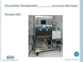 CLEANING VALIDATION…………….CLEANING METHODS
Portable CIP :
15
Quality Assurance
 