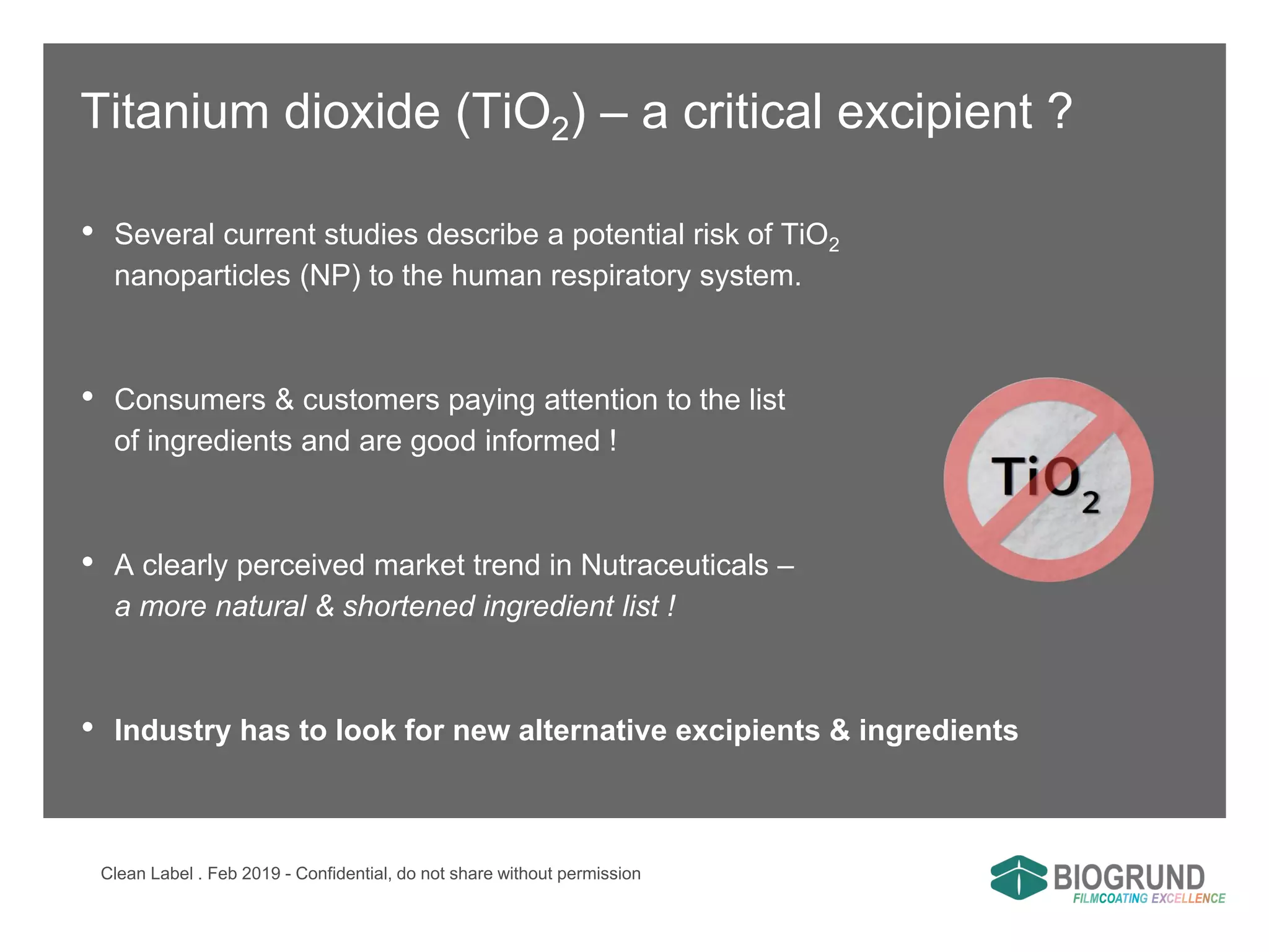 Clean Label - TiO2 free formulation by BIOGRUND | PPT