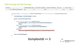 Code Coverage aka Test Coverage
Komplexität == 3
 