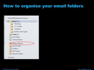 How to organise your email folders
Solutions for Success 2014 www.emailtiger.com.au
 