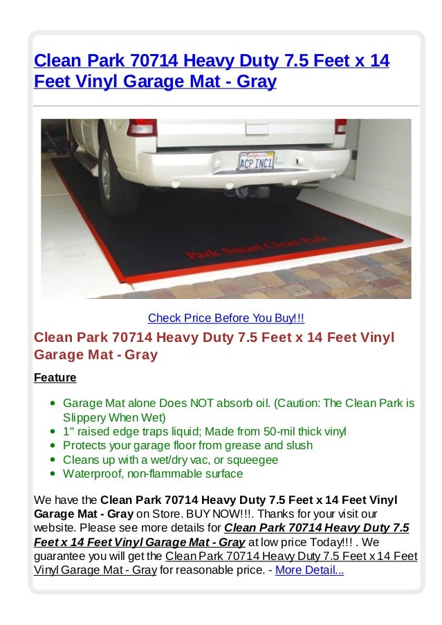 Clean Park 70714 Heavy Duty 7 5 Feet X 14 Feet Vinyl Garage Mat Gray