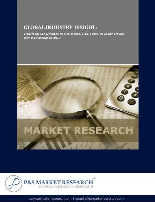 GLOBAL INDUSTRY INSIGHT:
Cleanroom Consumables Market Trends, Size, Share, Development and
Demand Forecast to 2022
 