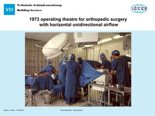 Technische Gebäudeausrüstung
Building Services
Name / 18.03.2004 Raumautomation - RaumfunktionSeite 5 /
1973 operating theatre for orthopedic surgery
with horizontal unidirectional airflow
 