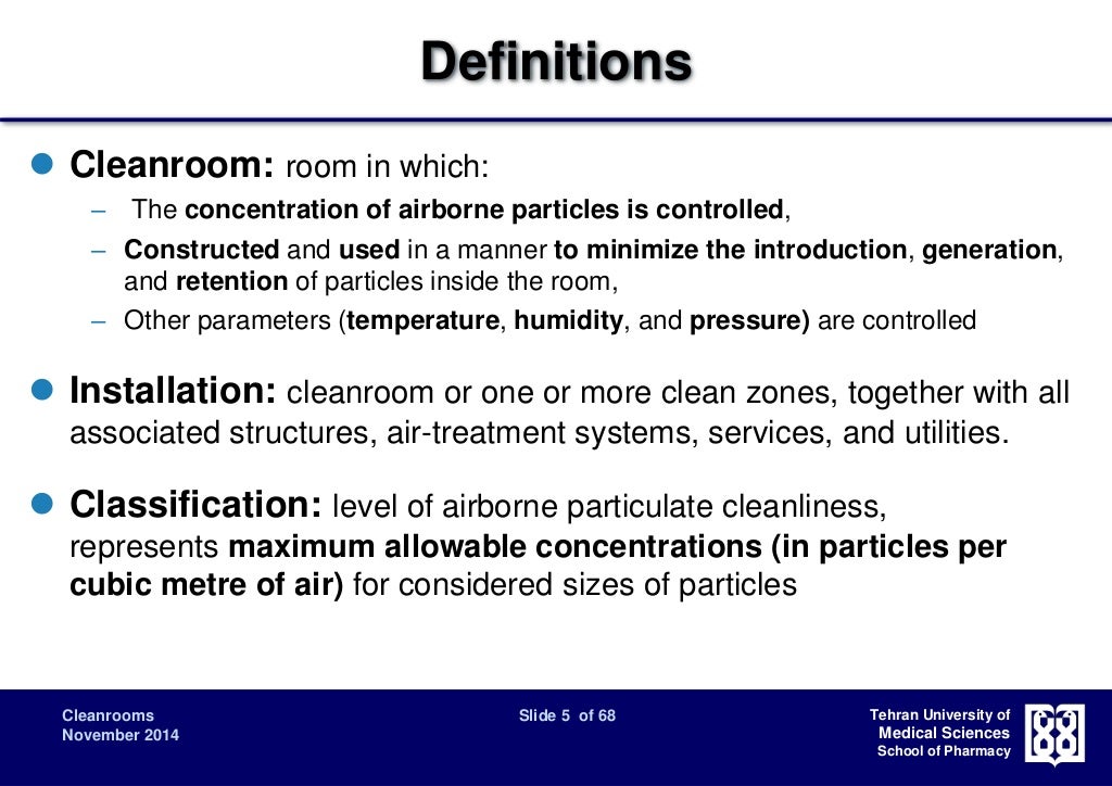 Cleanroom, Classification, Design and
