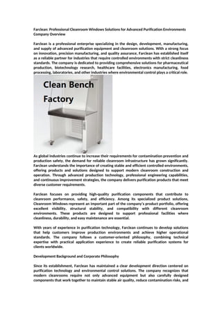 Farclean Cleanroom Windows: Advanced Purification Solutions for ...