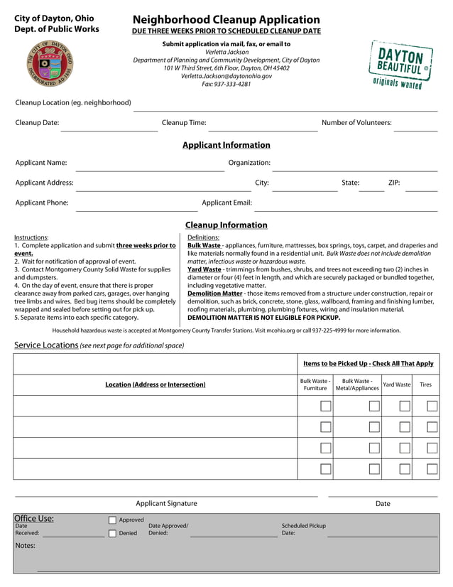Neighborhood Clean-Up Application | PDF | Home Improvement | Home & Garden