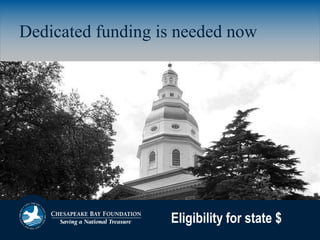 Eligibility for state $
Dedicated funding is needed now
 