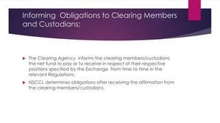 Informing Obligations to Clearing Members and Custodians: 
The Clearing Agency informs the clearing members/custodians th...