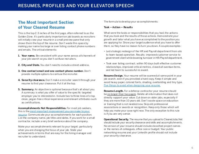 security clearance resumes