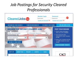 Job Postings for Security Cleared Professionals 