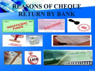 REASONS OF CHEQUE
RETURN BY BANK
 