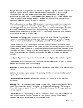 Clearing and forwarding notes | DOCX