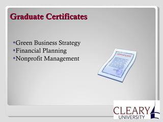   Graduate Certificates Green Business Strategy Financial Planning Nonprofit Management  