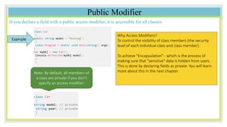 Access Modifiers in C# ,Inheritance and Encapsulation | PPT
