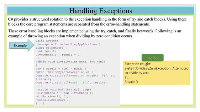 Exception Handling in C# | PPTX