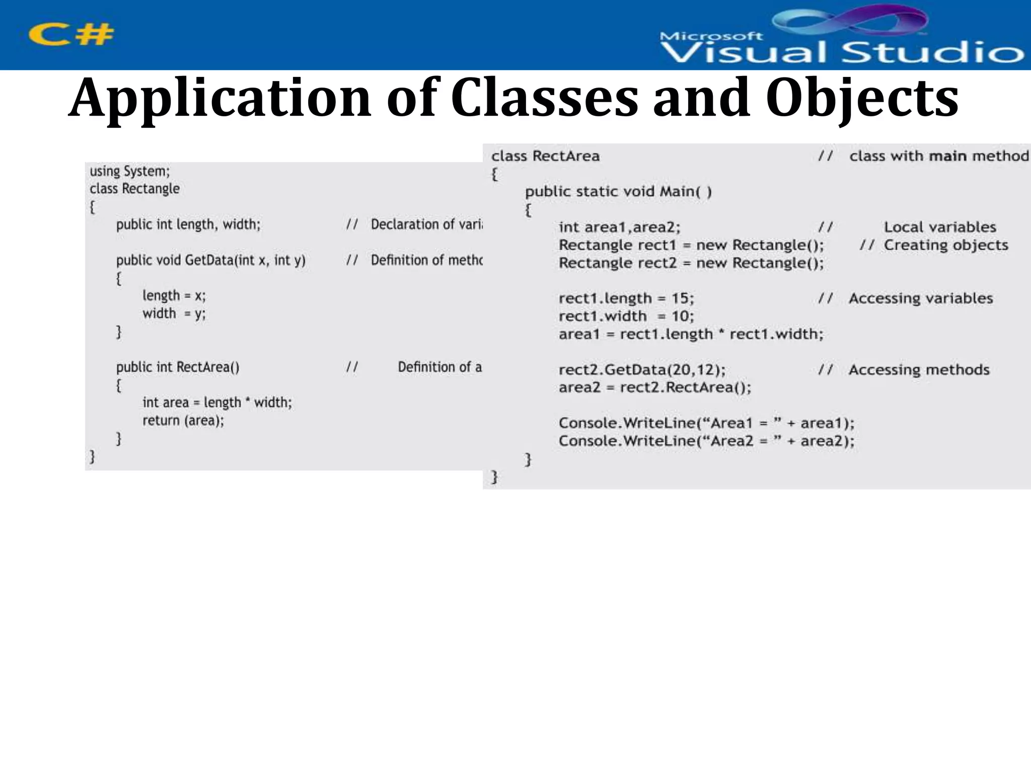 Application of Classes and Objects
 