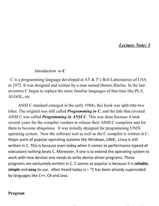 C lecture notes new | PDF