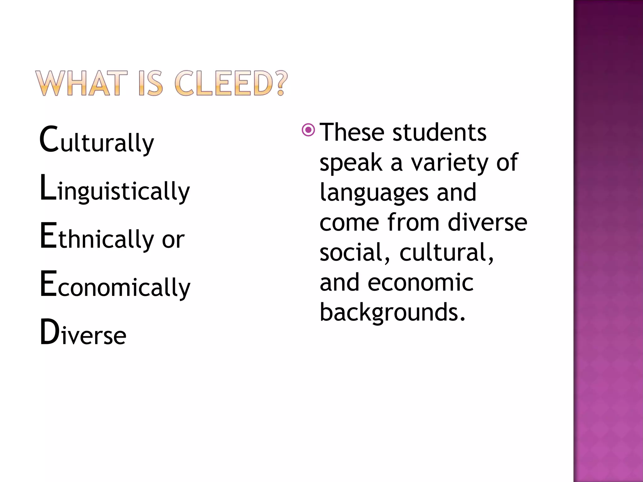 Cleed students in the classroom ppt edited ppt
