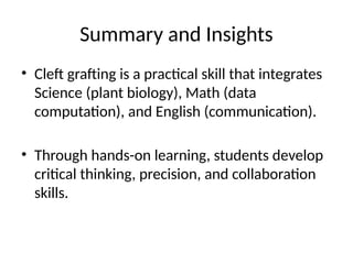 Integrative Senior High School Lesson on Cleft Grafting: Science, Math ...