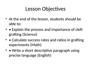 Integrative Senior High School Lesson on Cleft Grafting: Science, Math ...