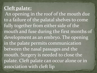 Cleft palate dental oral pathology | PPTX