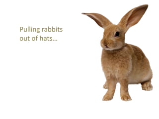 Pulling rabbits
out of hats…
 