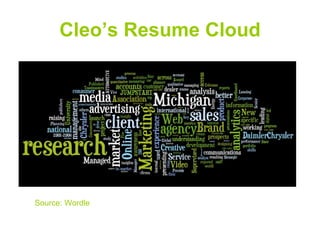 Cleo’s Resume Cloud




Source: Wordle
 