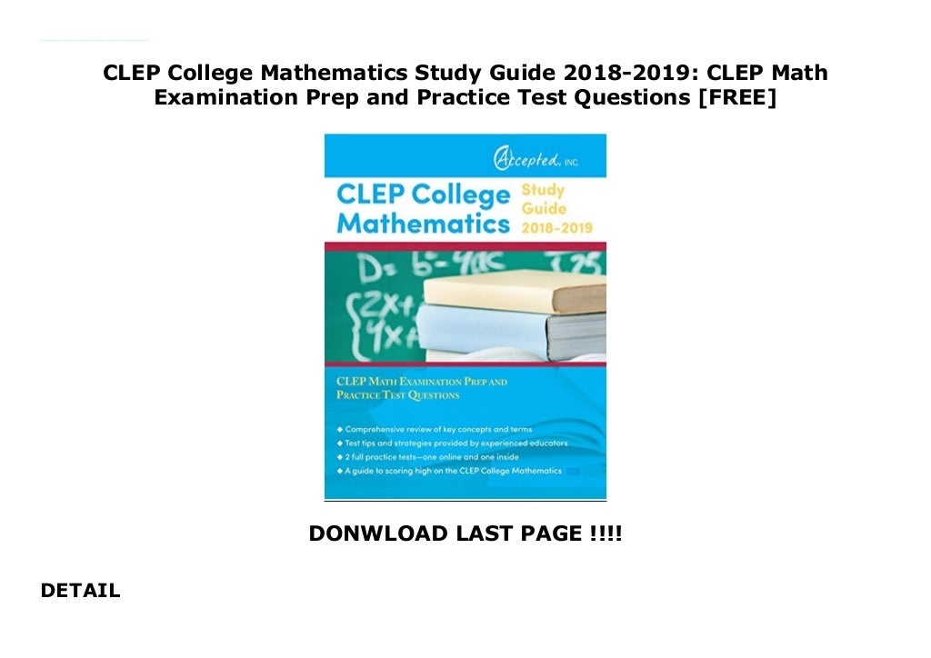 CLEP College Mathematics Study Guide 2018-2019: CLEP Math Examination ...