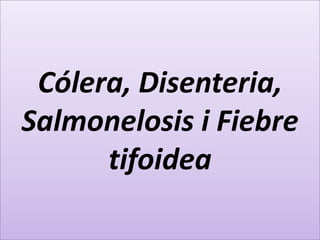 Cólera, Disenteria,
Salmonelosis i Fiebre
      tifoidea
 