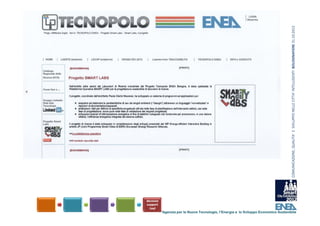 COMUNICAZIONE, QUALITA’ E  SVILUPPO NELLE CITTA’ INTELLIGENTI  BOLOGNAFIERE 31.10.2012
Agenzia per le Nuove Tecnologie, l’Energia e lo Sviluppo Economico Sostenibile
 