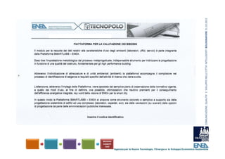 COMUNICAZIONE, QUALITA’ E  SVILUPPO NELLE CITTA’ INTELLIGENTI  BOLOGNAFIERE 31.10.2012
Agenzia per le Nuove Tecnologie, l’Energia e lo Sviluppo Economico Sostenibile
 