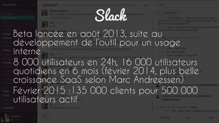 SaaS
A savoir
Facilement exportable
Cycle de vente court
Points clés :
Développement fonctionnel = le moins de
support possible
Plug and play = pas de configuration nécessaire
Poste clé : UX
 