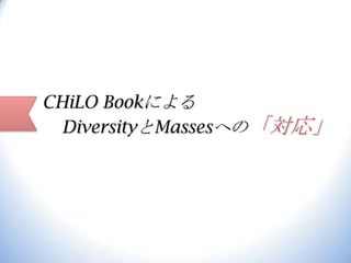 CHiLO Bookによる
DiversityとMassesへの「対応」

 