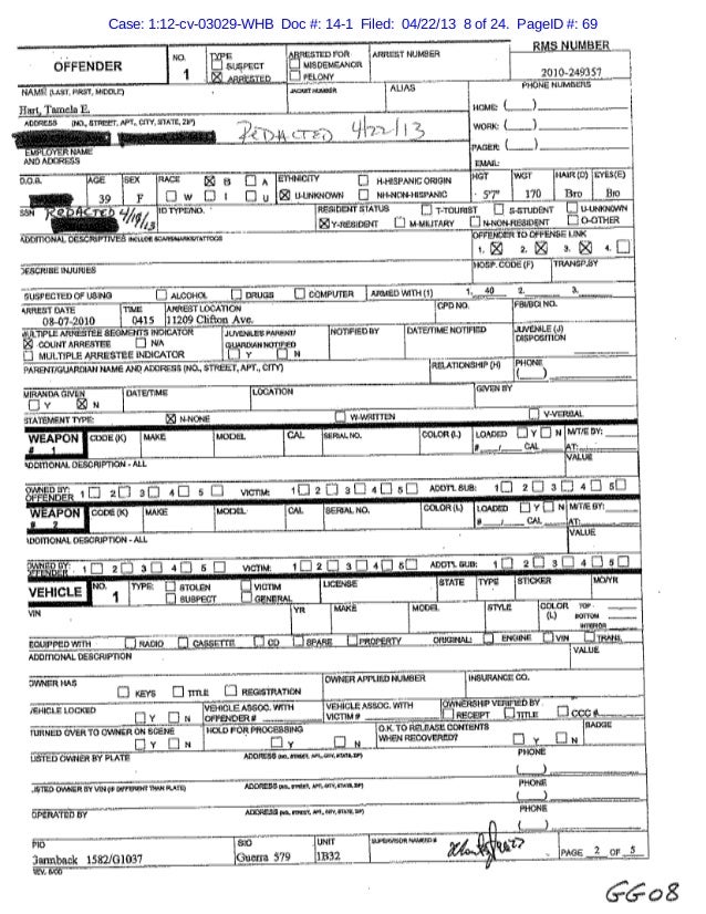 Cleveland Police Report Regarding Tamela Eaton