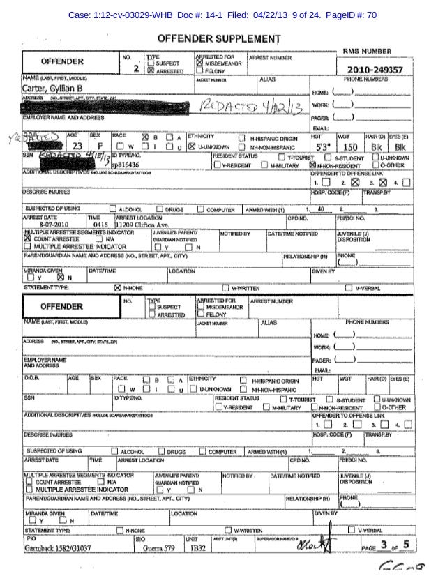 Cleveland Police Report Regarding Tamela Eaton