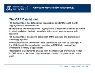 Object Reuse and Exchange (ORE) : Experience in the Open Language Archives Community