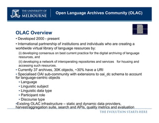 Object Reuse and Exchange (ORE) : Experience in the Open Language Archives Community