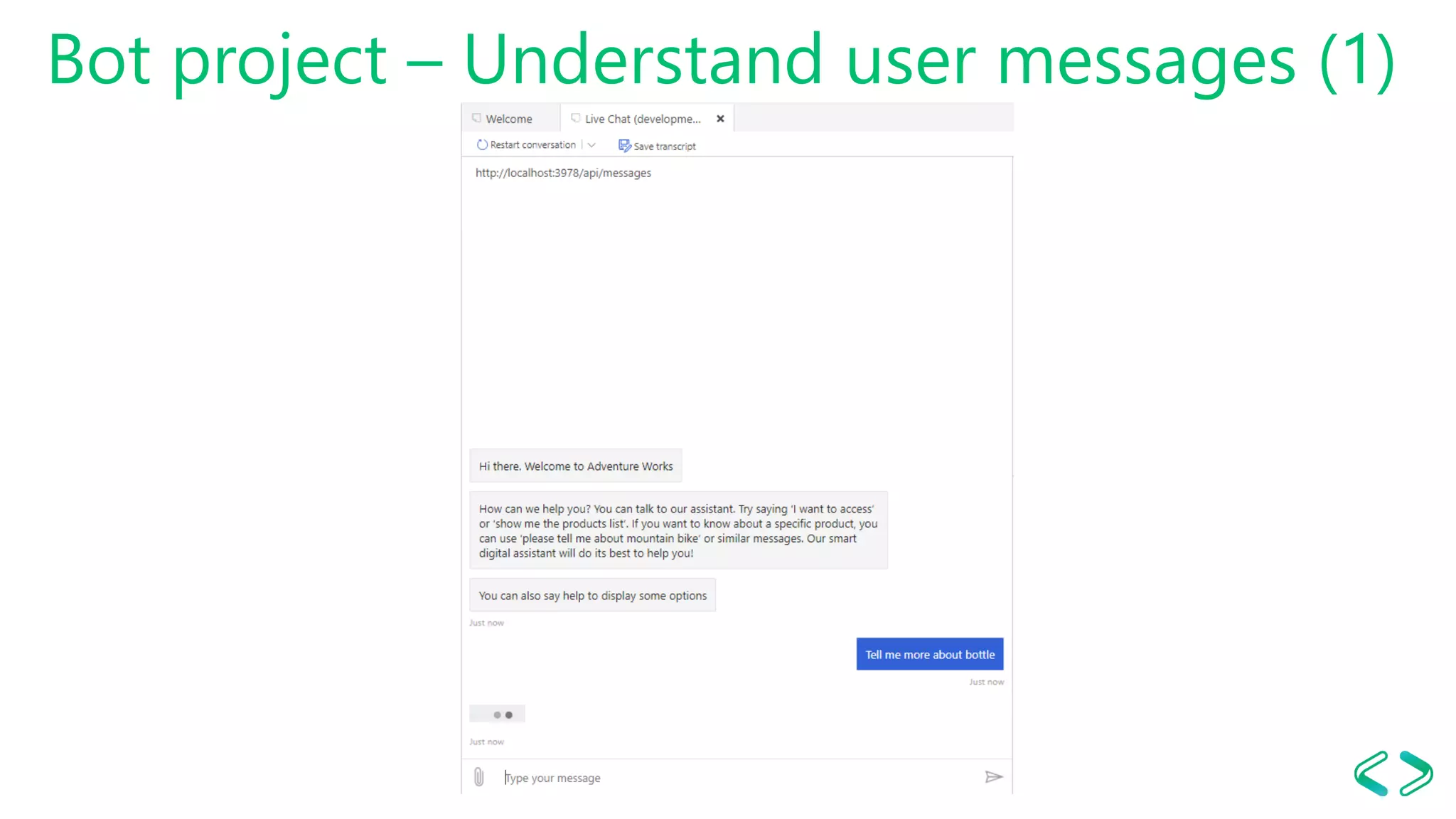 Bot project – Understand user messages (1)
 