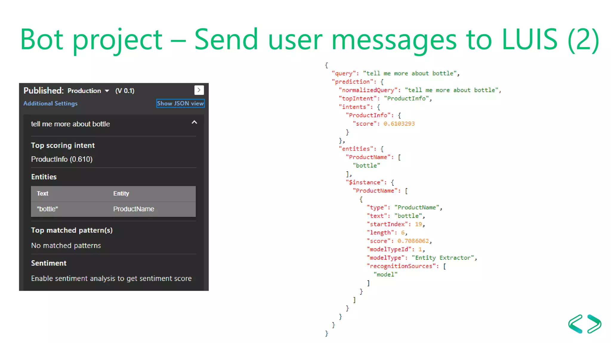 Bot project – Send user messages to LUIS (2)
 