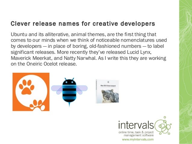clever release names for creative developers
