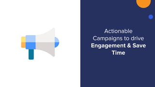 Actionable
Campaigns to drive
Engagement & Save
Time
 