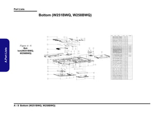 Part Lists

Bottom (W251BWQ, W258BWQ)

A.Part Lists

Figure A - 6
Bottom(W251BWQ,
W258BWQ)

A - 8 Bottom (W251BWQ, W258BWQ)

 